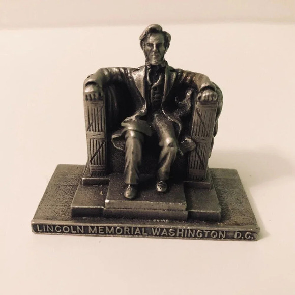 Vtg Lincoln Memorial Pewter Souvenir Figurine Paperweight Washington DC WAPW - Picture 2 of 12
